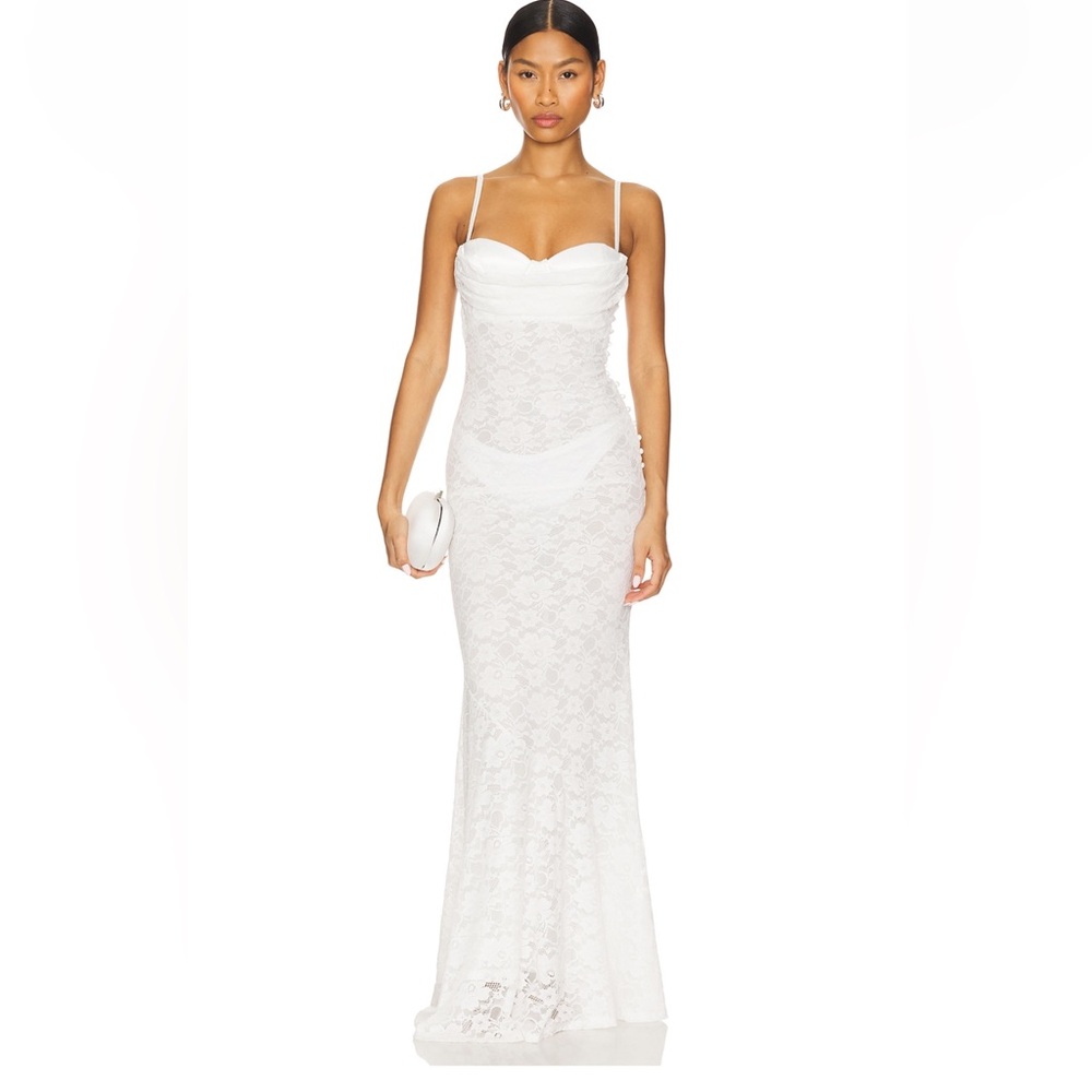 Superdown White Lace Maxi Dress